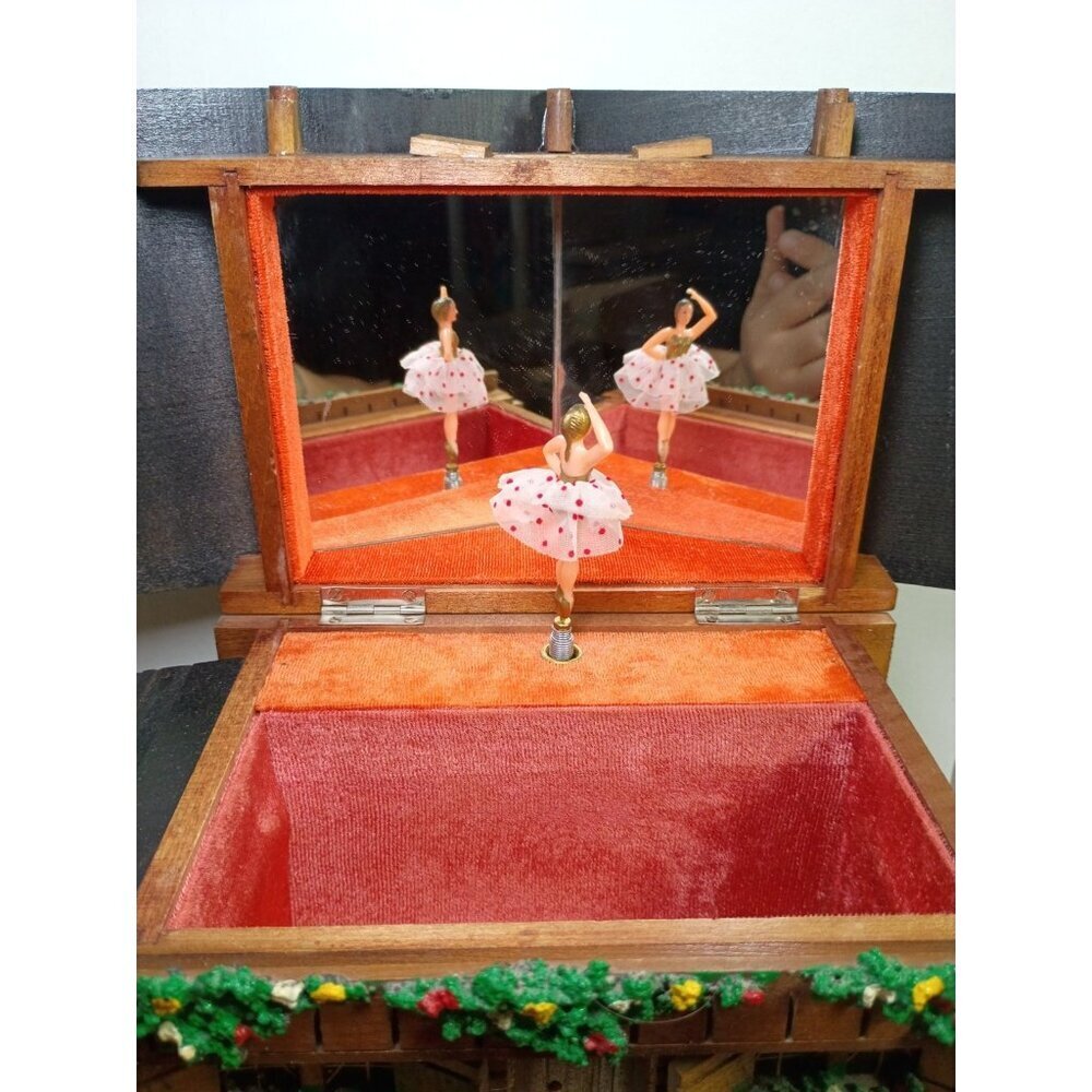 Vintage 60s Wind Up Black Forest Cottage Look Music Box Japan MCM - Picture 2 of 11